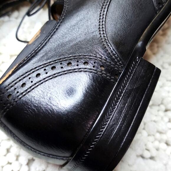 JOHN VARVATOS BLACK LEATHER WINGTIP OXFORDS CUSTOM DYED JET BLACK GENTLEMENS 8 main image 13